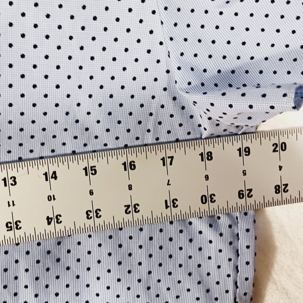 Waverly Grey Anthropologie, MED., Lt. Blue / Navy Polka Dot Top, 4 Ties on Back - Picture 10 of 14